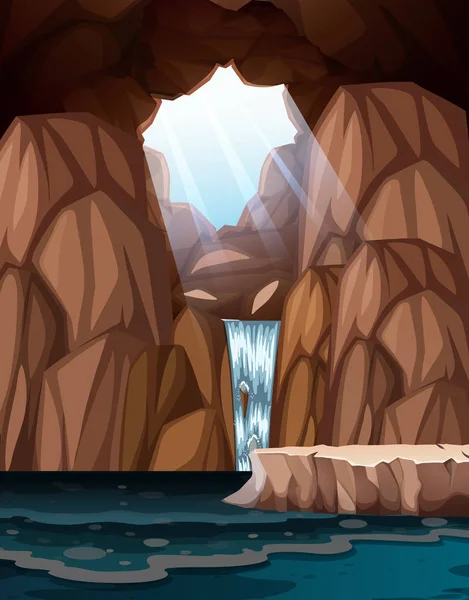 Солнечный Свет Внутри Иллюстрации Пещеры — стоковый вектор