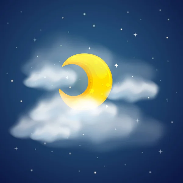 Croissant Lune Dans Ciel Sombre Illustration — Image vectorielle