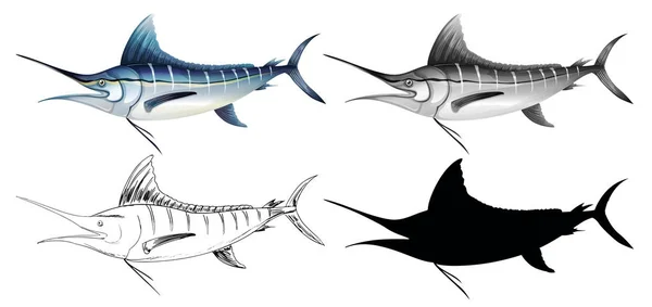 Eine Reihe Von Schwertfischen — Stockvektor