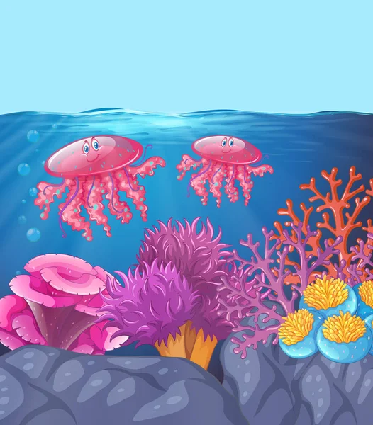 Meduza Ilustracji Ocean — Wektor stockowy