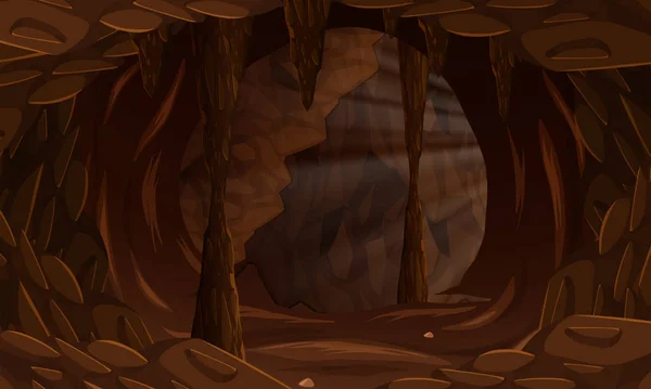 暗い洞窟の風景イラスト — ストックベクタ