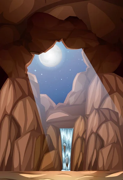 Ein Wasserfall Der Höhle Illustration — Stockvektor
