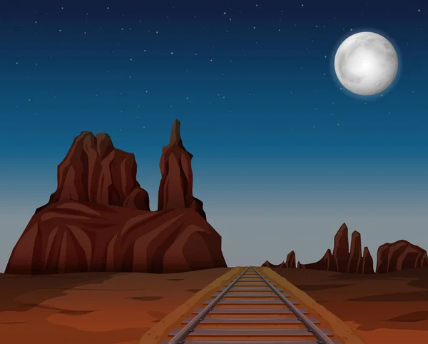 Pociąg Śledzi Pustynia Ilustracji — Wektor stockowy