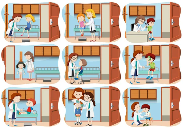 Set Children Healthcare Illustration — Stock Vector