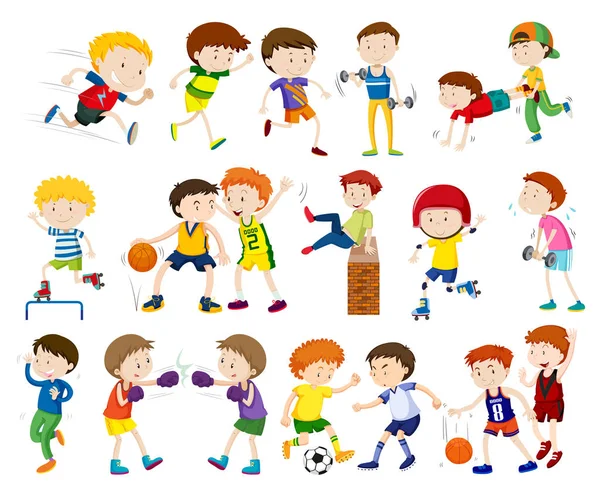 Set Kids Activities Illustration — Stock Vector