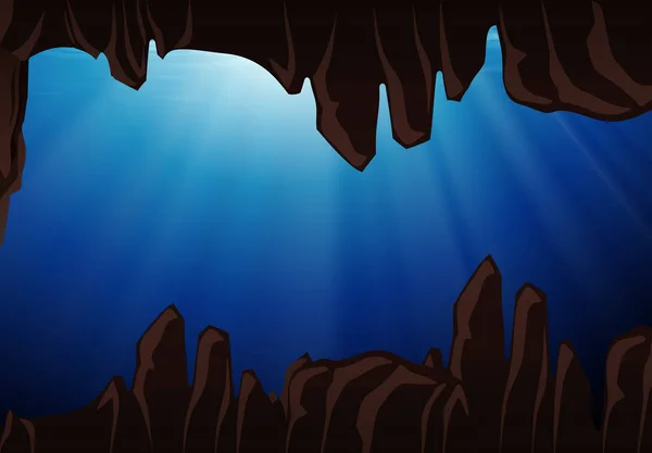 Underwater Cave Scene Illustration — Stock Vector