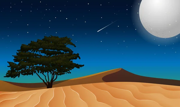 Lua Sobre Ilustração Isolada Deserto — Vetor de Stock