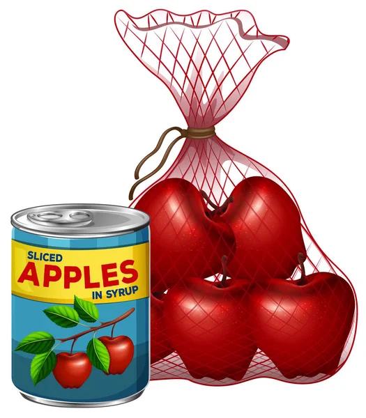 Fräsch Och Tin Apple Illustration — Stock vektor