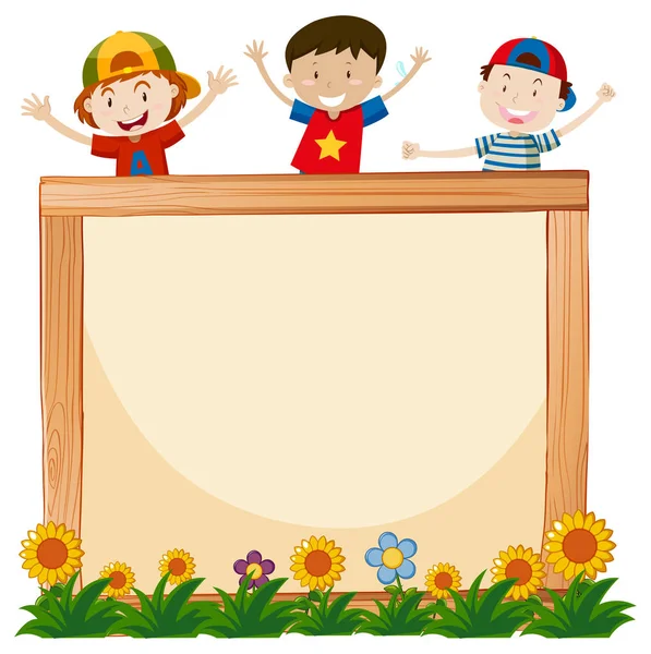 带快乐儿童插画的框架板 — 图库矢量图片