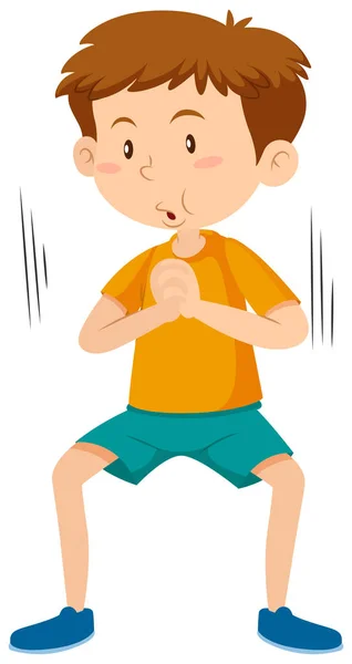 Boy Doing Squat Exercise Illustration — Stock Vector