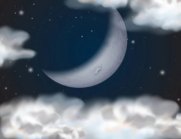 Ein Bewölkter Himmel Der Nacht Illustration — Stockvektor
