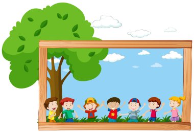 Doğa illüstrasyon çocuklarda bir çerçeve