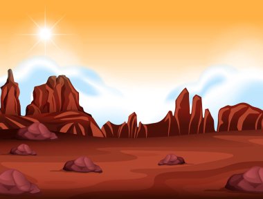 Bir çöl manzara illüstrasyon