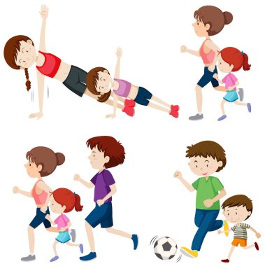 Sağlıklı aile resimde kümesi