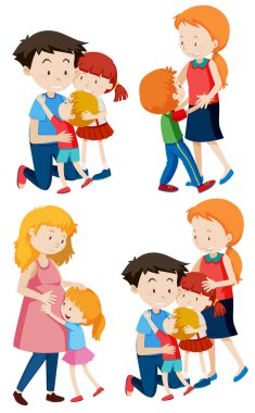 Set of family scenes illustration clipart