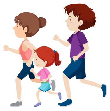 Bir aile çalışan birlikte illüstrasyon