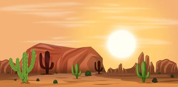 Hot Desert Landscape Illustration — Stock Vector
