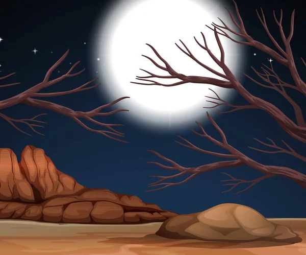Scène Nature Avec Terre Ferme Nuit Illustration — Image vectorielle