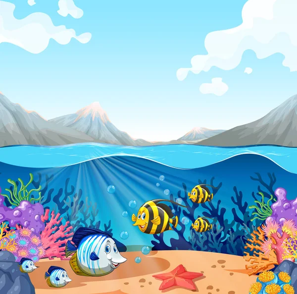 美丽的海底海洋生物插画 — 图库矢量图片