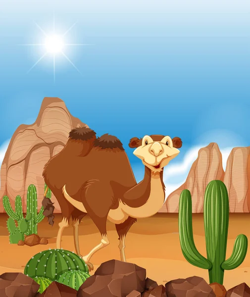 Camello Escena Del Desierto Ilustración — Archivo Imágenes Vectoriales