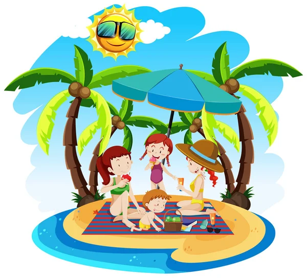 Eine Illustration Für Den Sommerurlaub Strand — Stockvektor