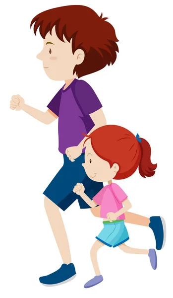 man and young girl on a run illustration