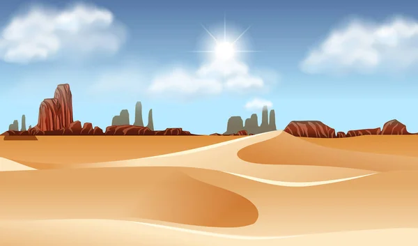 Una Ilustración Del Paisaje Seco Del Desierto — Vector de stock