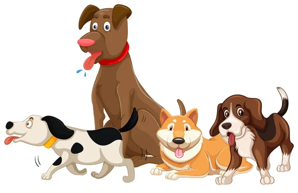 一组狗品种插图 — 图库矢量图片
