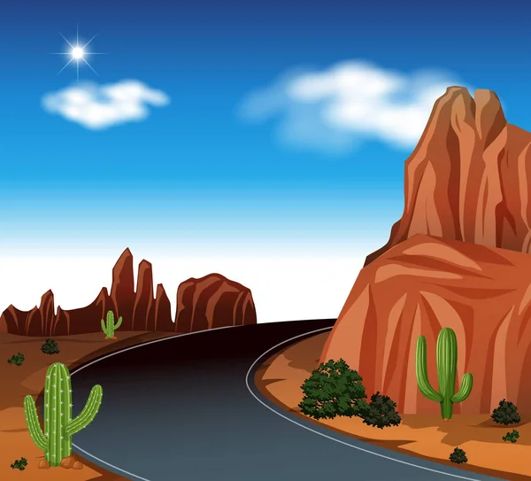 Camino Desierto Ilustración — Vector de stock