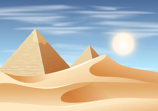 Pyramide Désert Paysage Scène Illustration — Image vectorielle