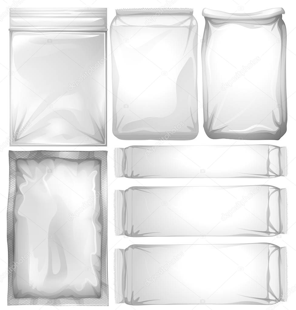 Set of plastic packages illustration