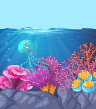 Denizanası okyanus resimde