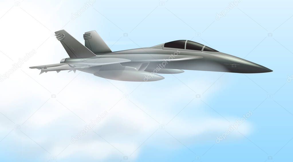 Airforce jet flying scene illustration