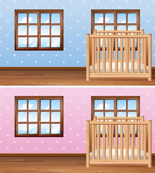 Set of baby boy and girl rooms illustration