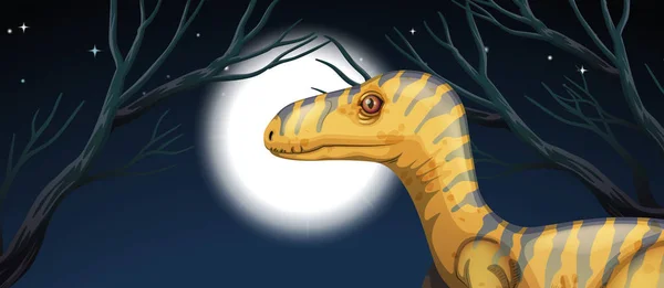 Dinosaurus Pada Gambar Adegan Malam - Stok Vektor