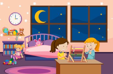 Abaküs yatak çizimde öğrenme kızlar