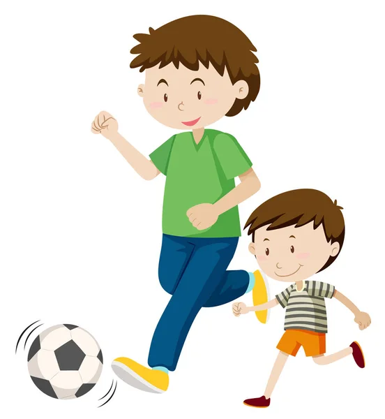 Padre Hijo Jugando Fútbol Ilustración — Vector de stock