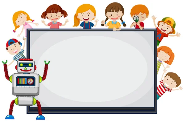 Children Robot Frame Illustration — Stock Vector