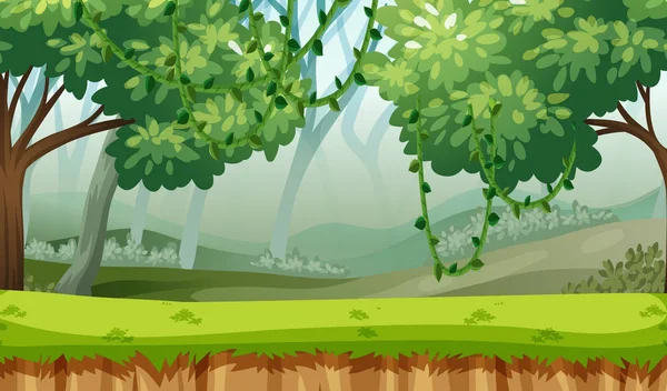 Verde Bosque Paisaje Fondo Ilustración — Archivo Imágenes Vectoriales