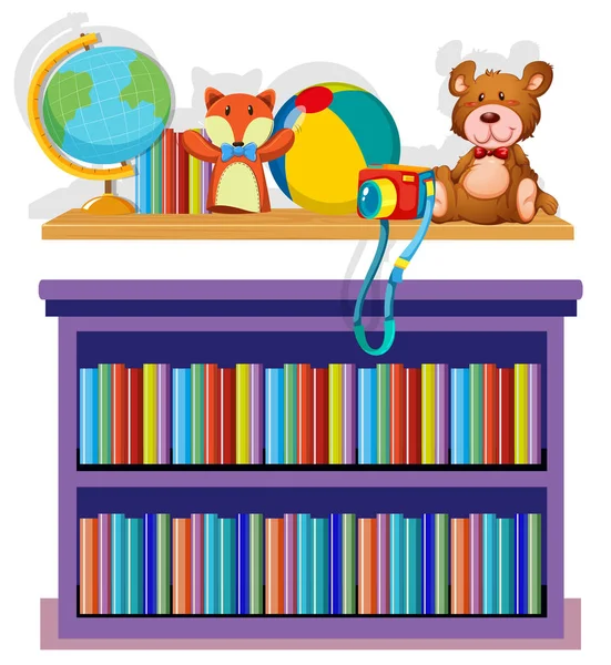 Bibliothèque Jouets Sur Fond Blanc Illustration — Image vectorielle