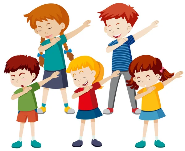 Groupe Enfants Dab Illustration — Image vectorielle