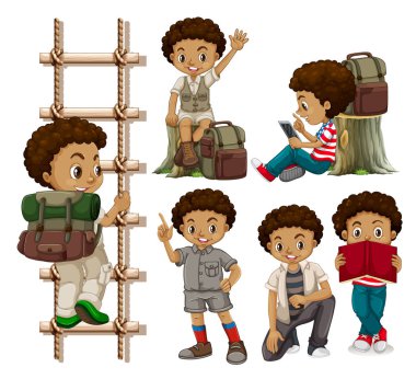 Yanık tenli çocuklar resimde kümesi