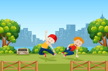 Kentsel çocuk ve sokak dansı illüstrasyon