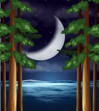 Hilal içinde gökyüzü illüstrasyon