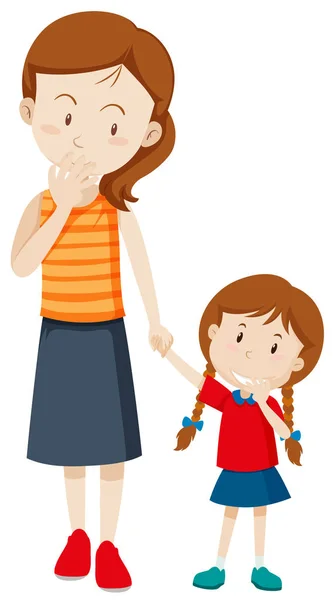Mother Holding Daughters Hand Illustration — Stock Vector