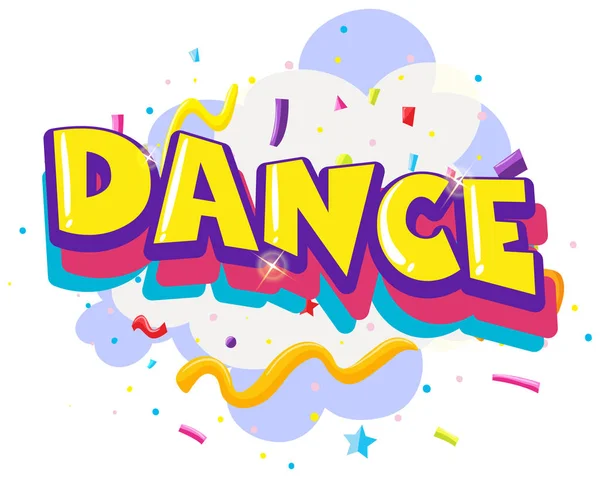 Coloridos Textos Baile Divertido Ilustración — Vector de stock