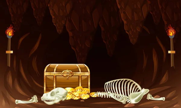 Сундук Сокровищами Подземных Пещерах — стоковый вектор