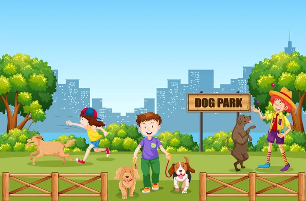 Osób Psa Pies Park Ilustrację — Wektor stockowy