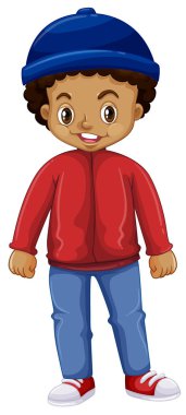 Beyaz arka plan illüstrasyon üzerinde genç bir Afrikalı çocuk