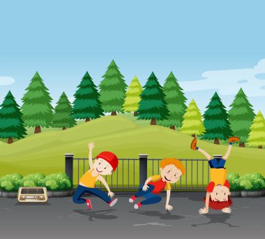 Bir grup gencin dans illüstrasyon